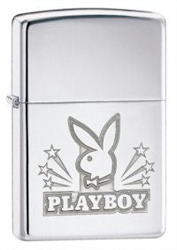Playboy Bunny with Stars High Polish Chrome Zippo Lighter - ID# 24706