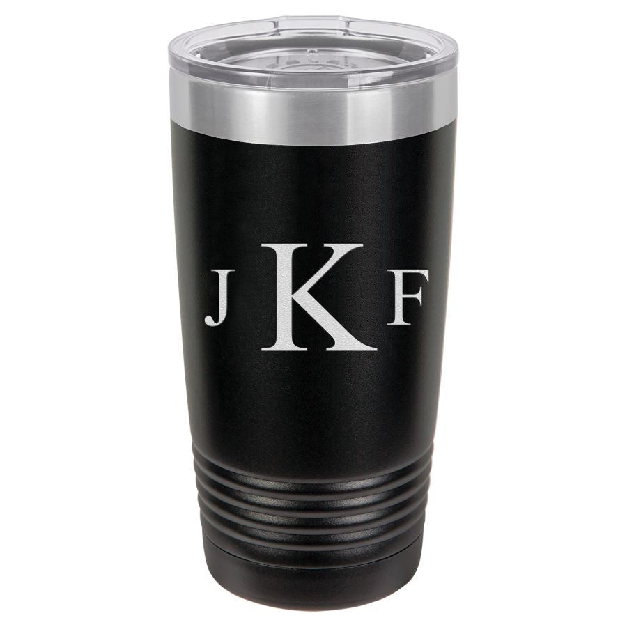 Roman Monogram 20 Ounce Black Polar Camel Travel Mug