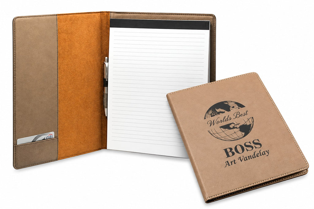 World's Best Boss Brown Leatherette Portfolio & Pad Holder