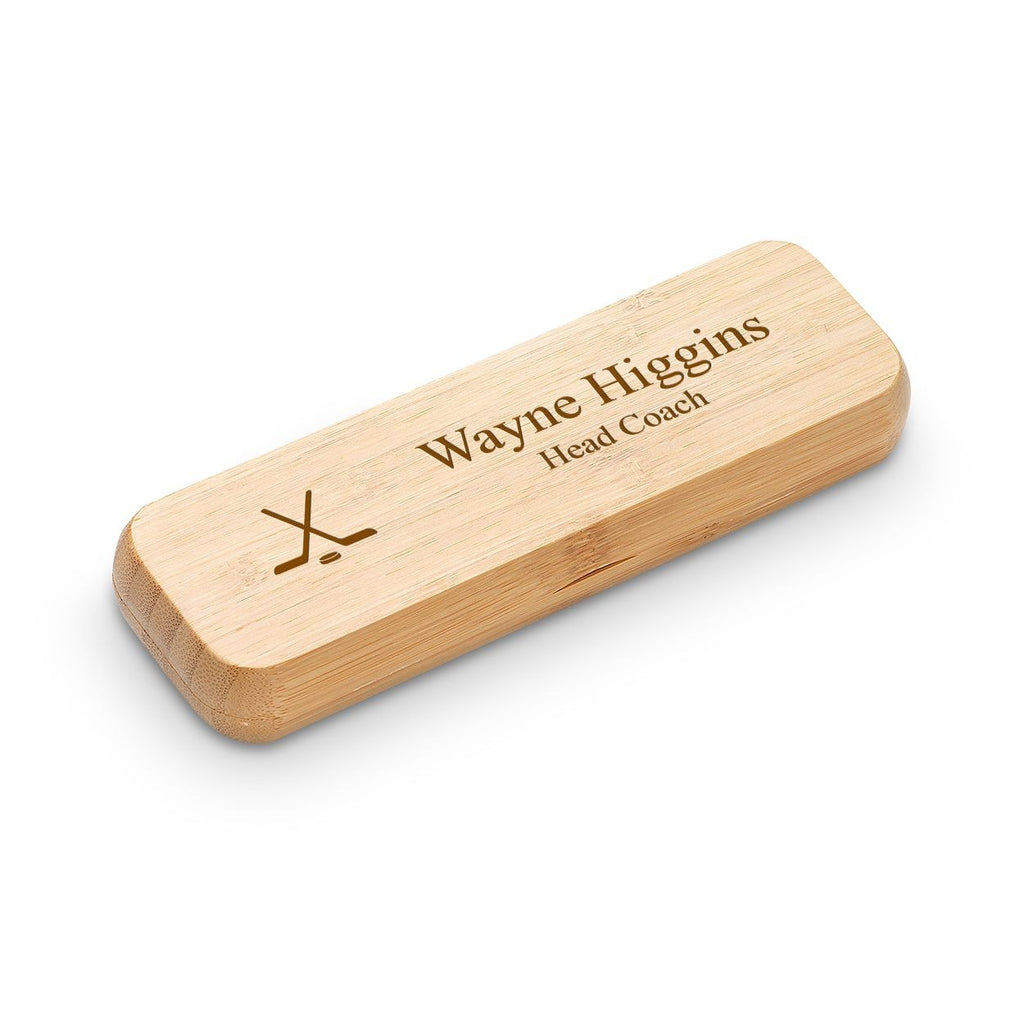 Hockey Themed Personalized Bamboo Pen and Box Set