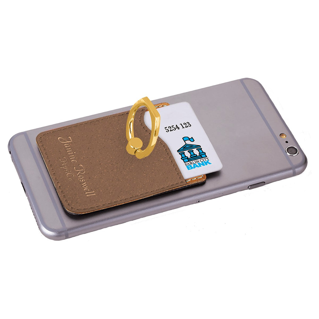 Personalized Rustic Brown Phone Wallet with Ring