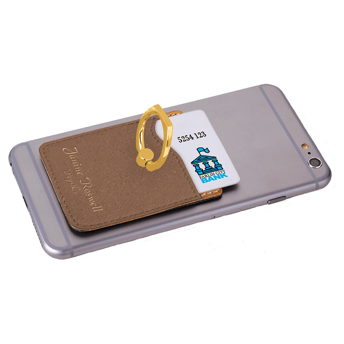 Personalized Rustic Brown Phone Wallet with Ring