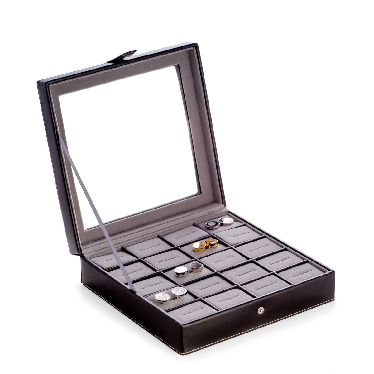 Black Leather Cufflinks Box