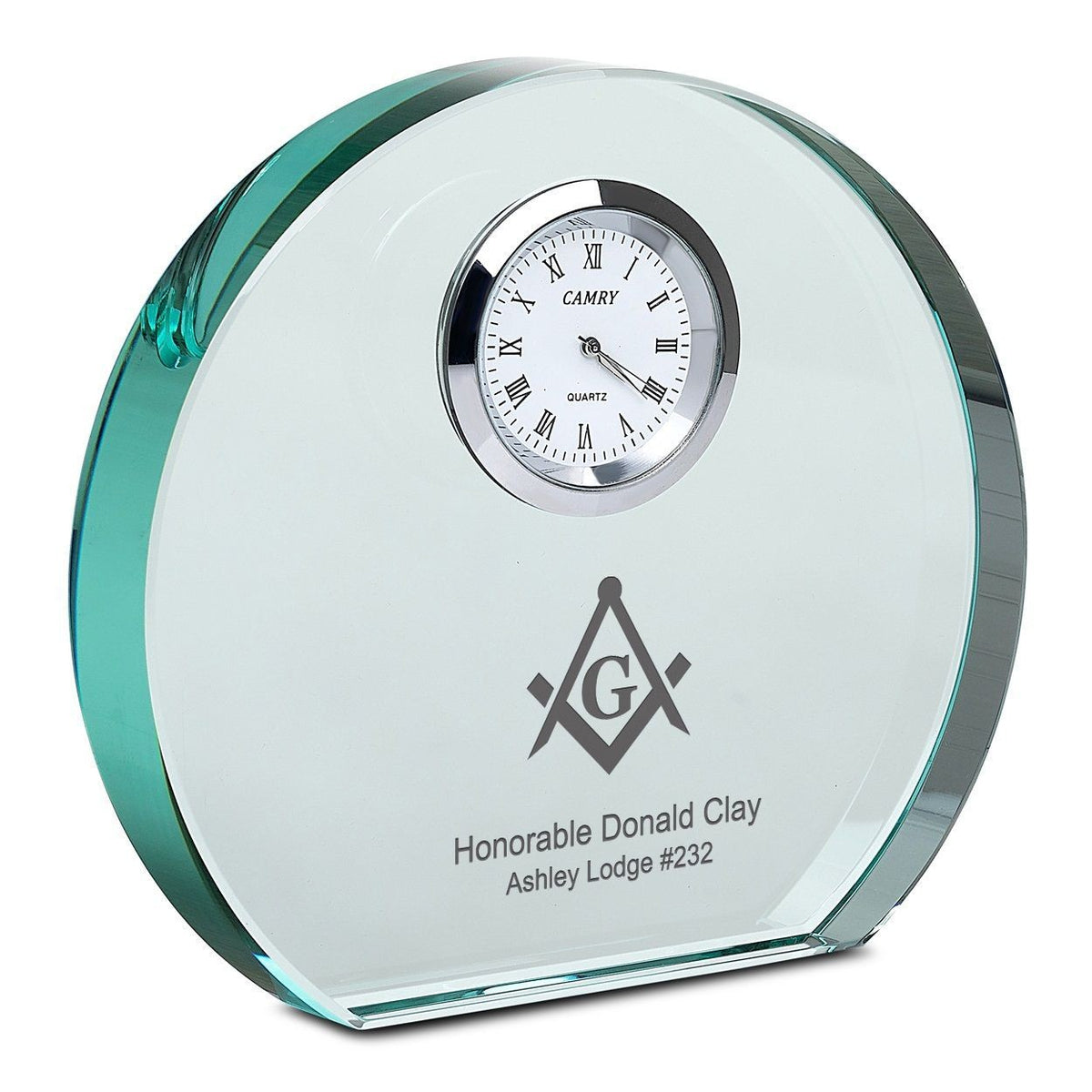 Masonic Personalized Round Crystal Desk Clock