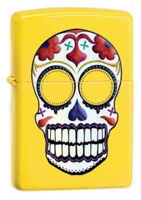Day of the Dead Skull Lemon Zippo Lighter - ID# 24894