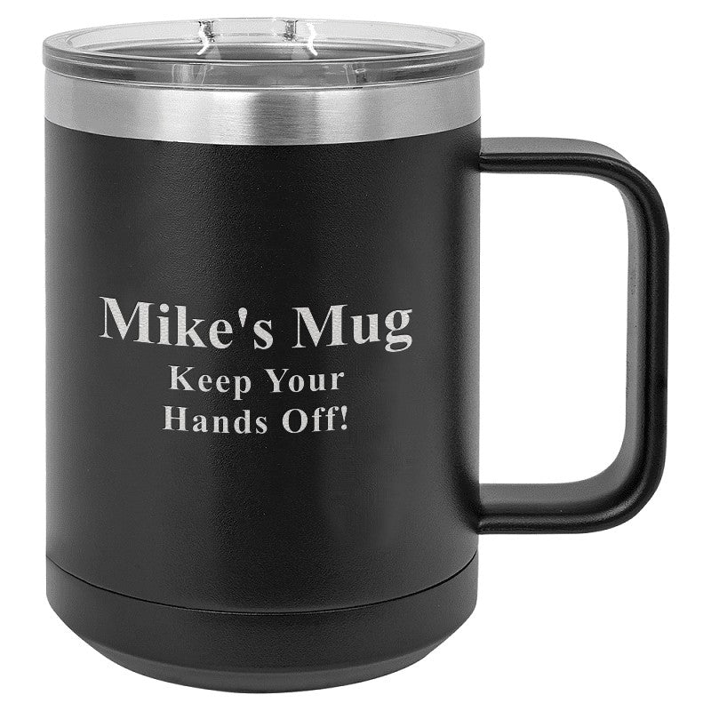 15 Ounce Black Personalized Polar Camel Coffee Mug