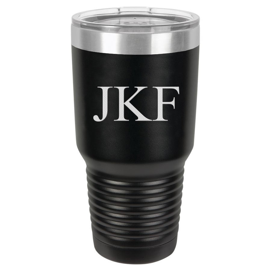 30 Ounce Black Polar Camel Ringneck Tumbler with Personalized Initials