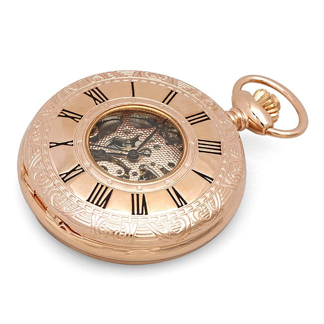 Rose Gold Mechanical Charles Hubert Pocket Watch & Chain #3806 - Executive Gift Shoppe