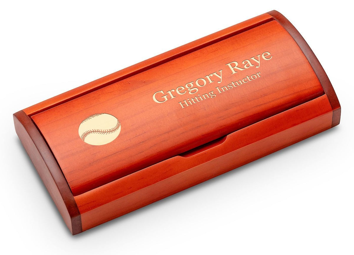Diamond Cut Personalized Ballpoint Pen with Wood Box for Baseball