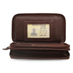 Premium Leather Double Zipper Closing Lady's Checkbook Clutch