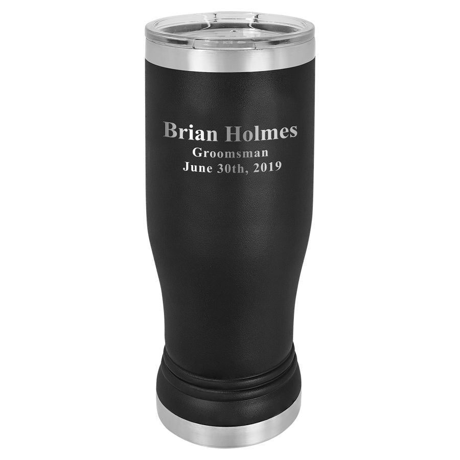 Personalized Black Polar Camel Stainless Steel Pilsner Glass