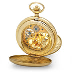 Engraved Gold Mechanical Charles Hubert Pocket Watch & Chain #3780-G - Executive Gift Shoppe
