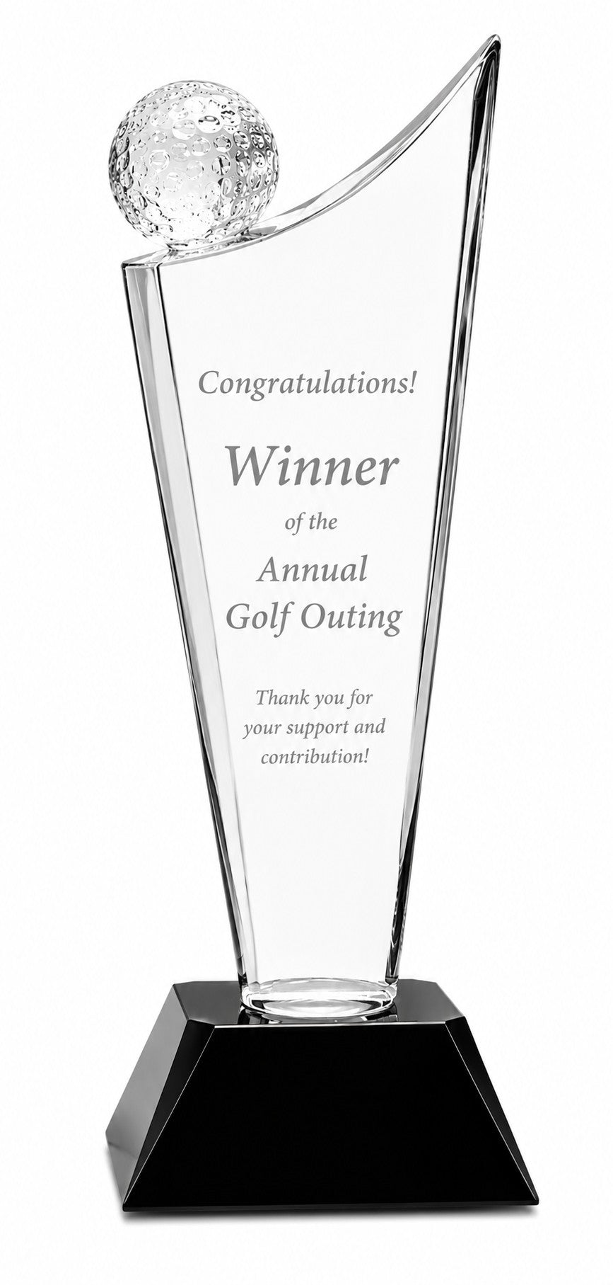 Personalized Crystal Golf Ball With Wave Column and Black Crystal Base