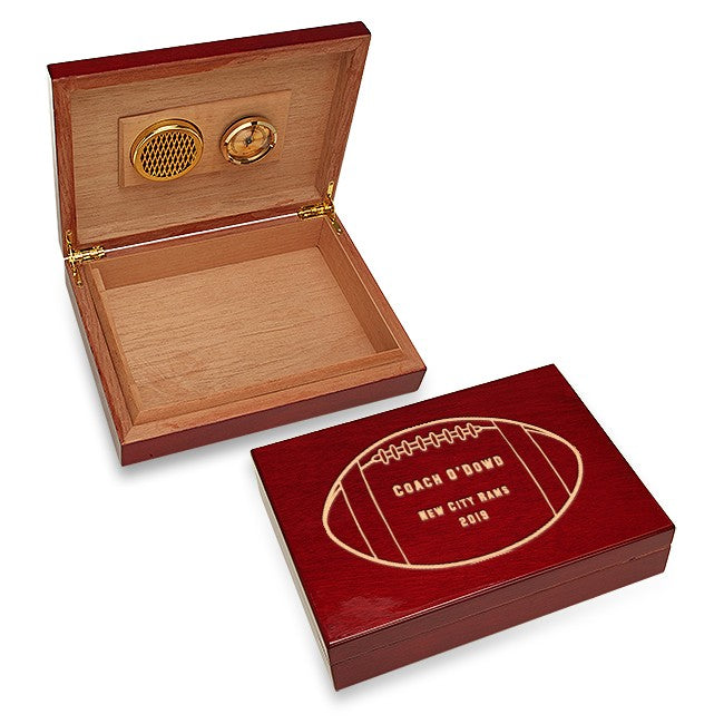 Football Coach's Personalized Cherry Finished Humidor