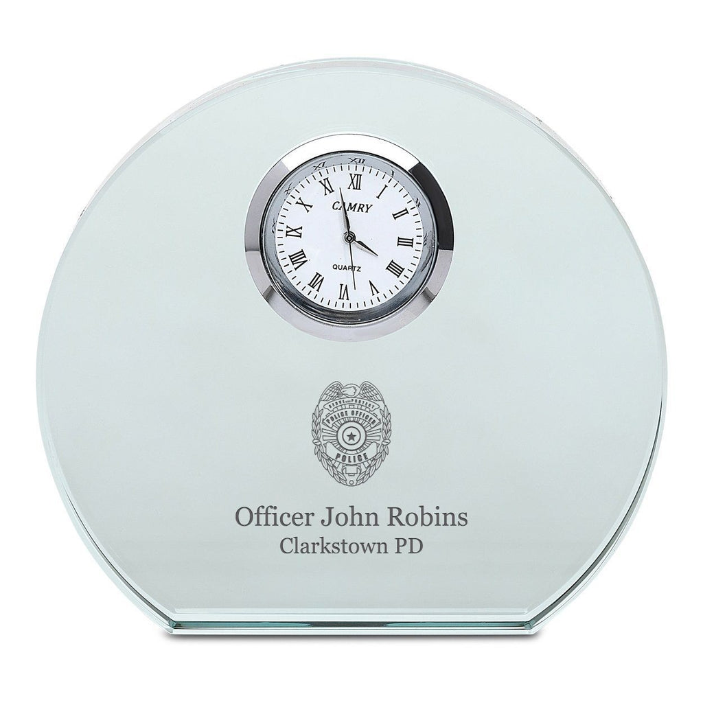 Police Officer Personalized Round Crystal Desk Clock