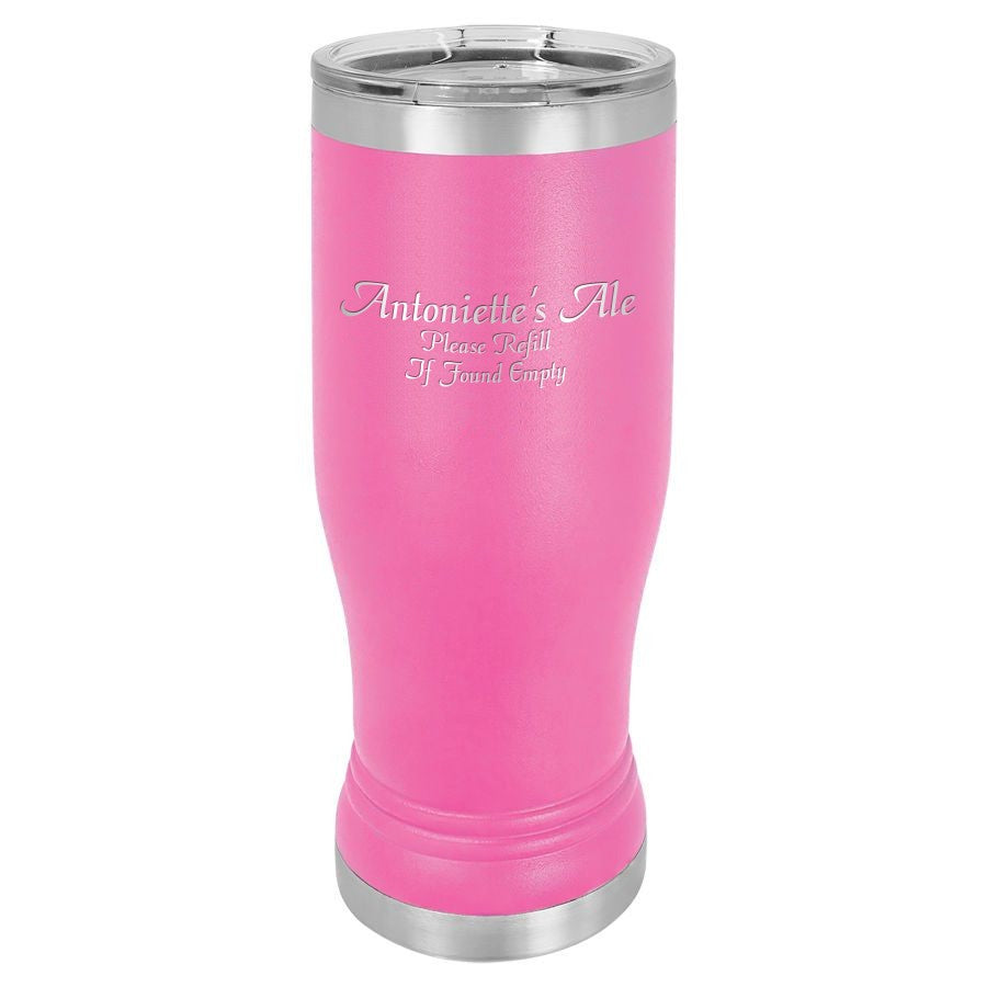 Personalized Pink Polar Camel Stainless Steel Pilsner Glass