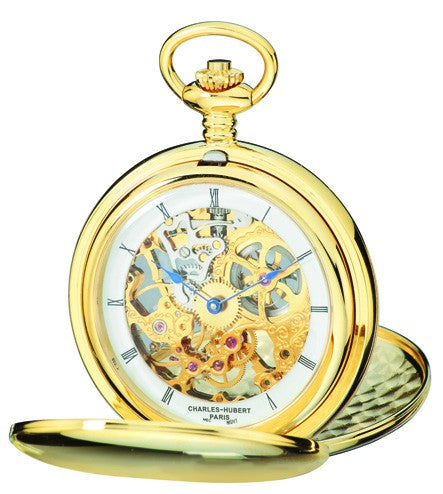 Gold Charles Hubert Pocket Watch & Chain #3904-G - Executive Gift Shoppe