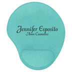 Personalized Teal & Black Leatherette Mousepad