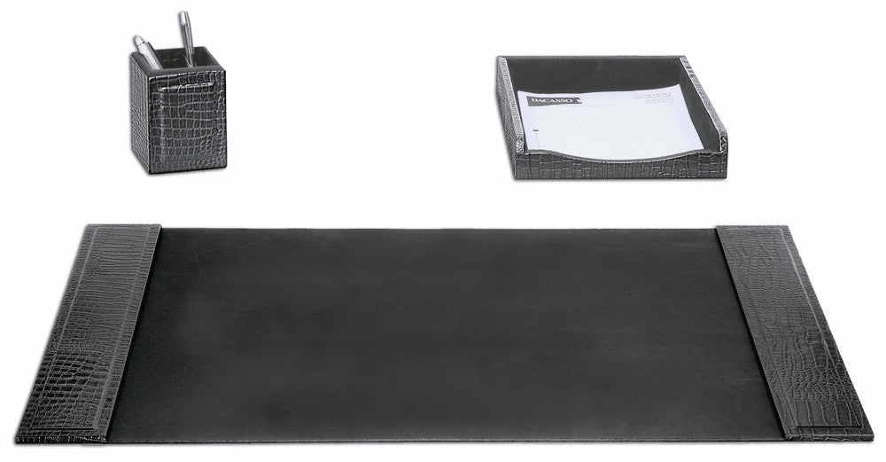 3 Piece Crocodile Embossed Leather Set