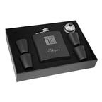Monogram Black Flask & Shot Cups Gift Set - Executive Gift Shoppe