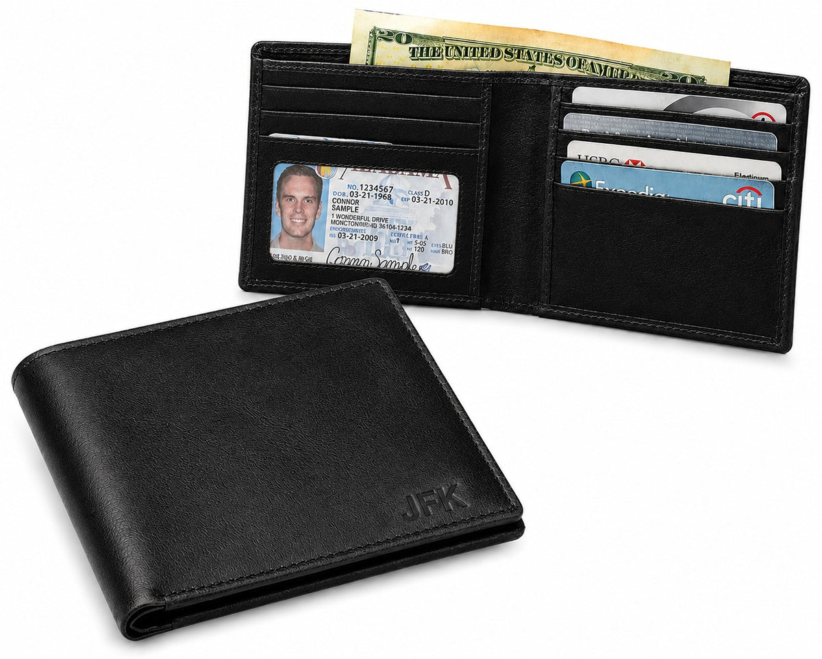 Executive Collection RFID Blocking Slim Bifold Black Leather Wallet