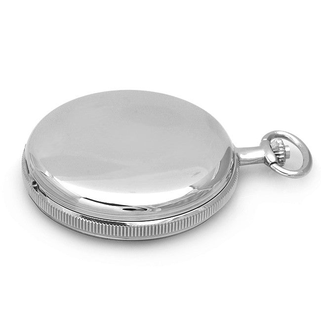 Polished Silver Mechanical Pocket Watch & Chain - Executive Gift Shoppe