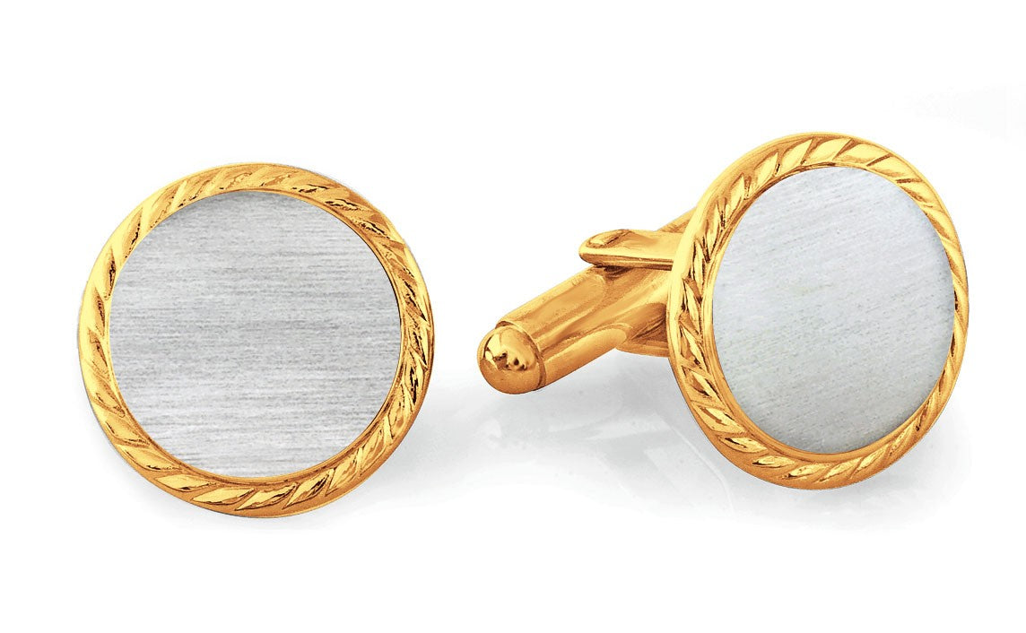 Sterling Silver & Vermeil Rope Collection Engravable Cufflinks- Discontinued