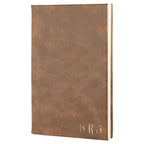 Rustic Brown Journal with Black Satin Bookmark with Script Monogram