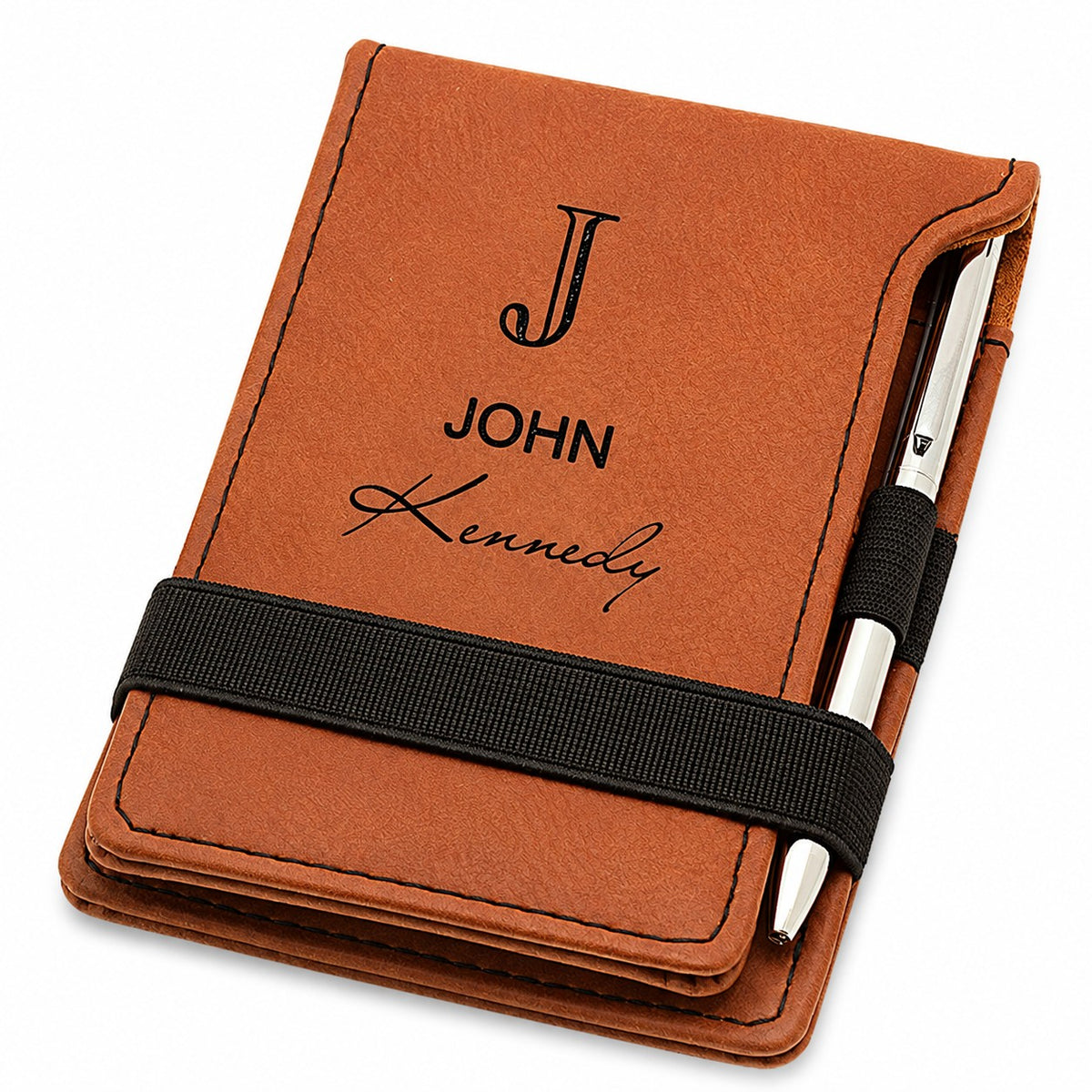 Full Name Monogram Rawhide Leatherette Notepad & Pen
