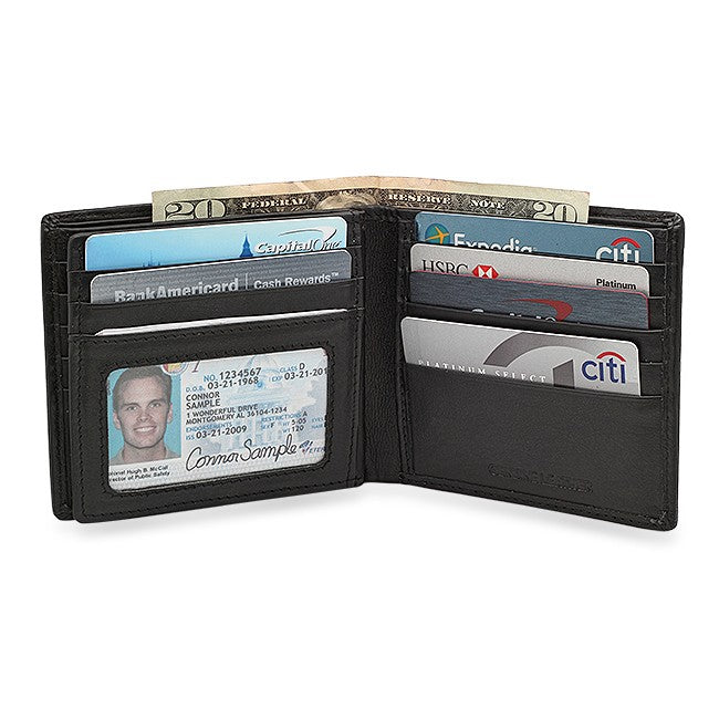 RFID Collection Bifold Credit Card Wallet With Center ID Flap