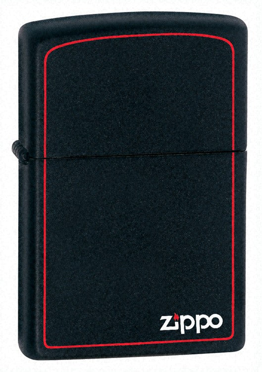 Black Matte with Zippo & Border Zippo Lighter - ID# 218ZB