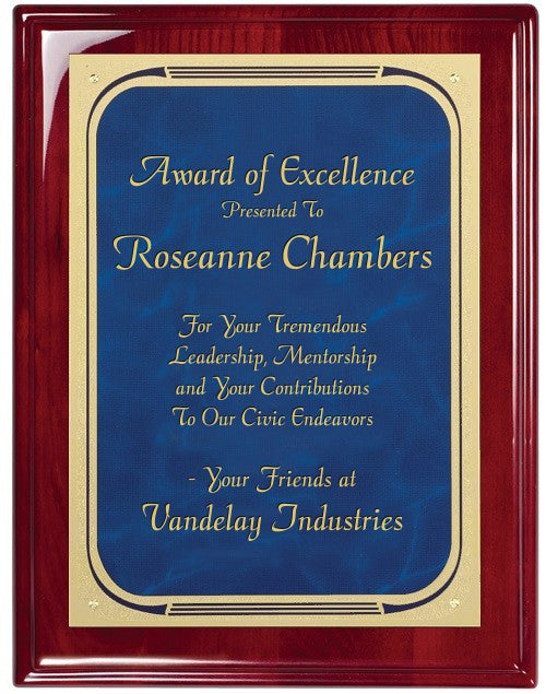 Rosewood Plaque With Blue Marble Engraving Plate - RP102