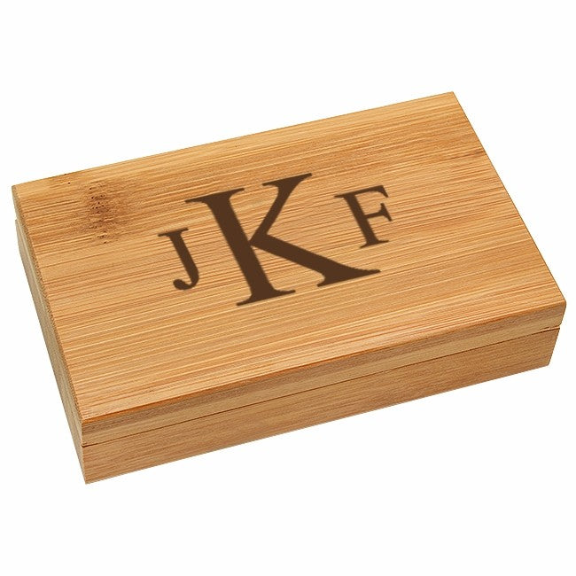 Roman Monogram Bamboo 2 Piece Wine Tool Set