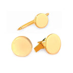 Polished Round Engraved 14K Gold Cufflinks & Studs Set