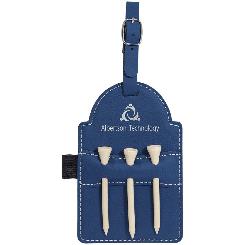 Personalized Blue & Silver Golf Bag Tag with Tees