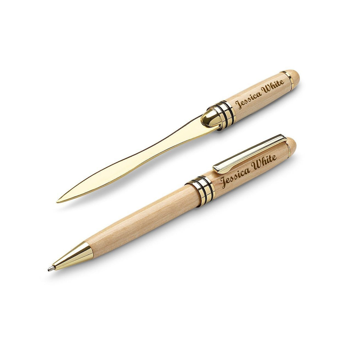 Elegance Collection Personalized Maple Wood Pen & Letter Opener Set