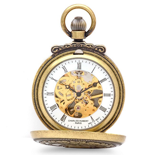 Antique Gold Mechanical Charles Hubert Pocket Watch & Chain 3868-G - Executive Gift Shoppe