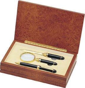 Executive Brass Pen, Letter Opener and Magnifier Gift Set - Free Personalization