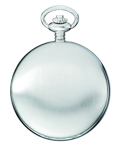 Satin Silver Charles Hubert Pocket Watch & Chain #3906-W - Executive Gift Shoppe