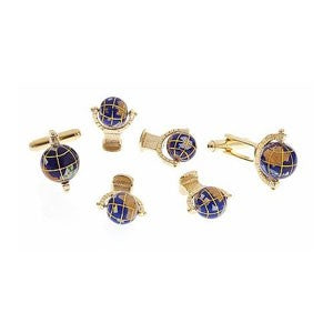 Spinning Globe Cufflinks & Studs Formal Set