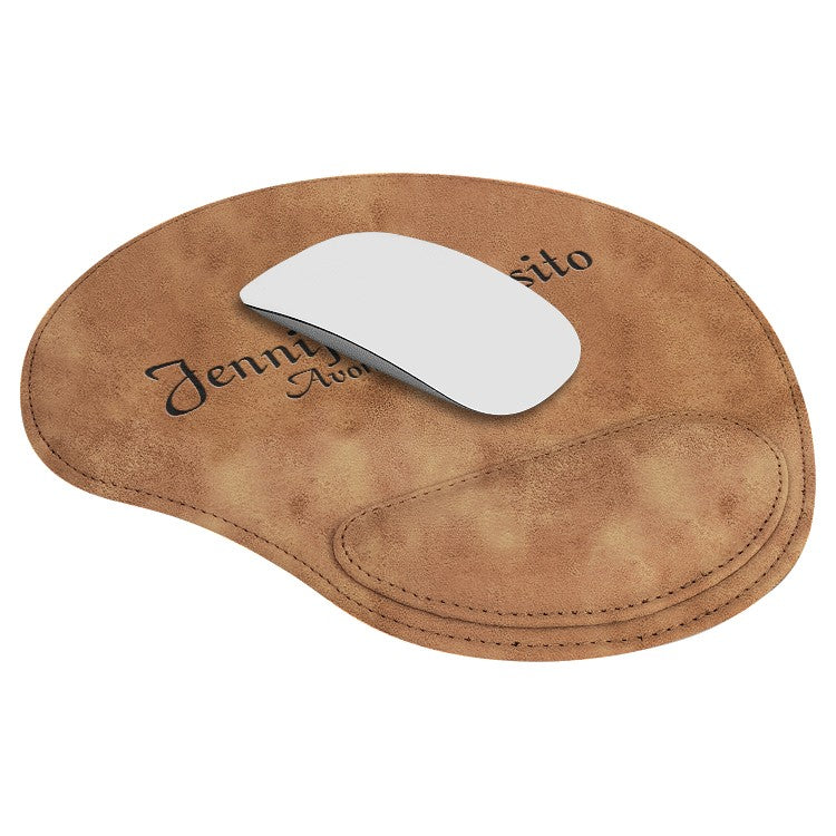 Personalized Rustic Brown & Gold Leatherette Mousepad