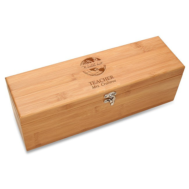 World's Best Teacher Bamboo Wine Box