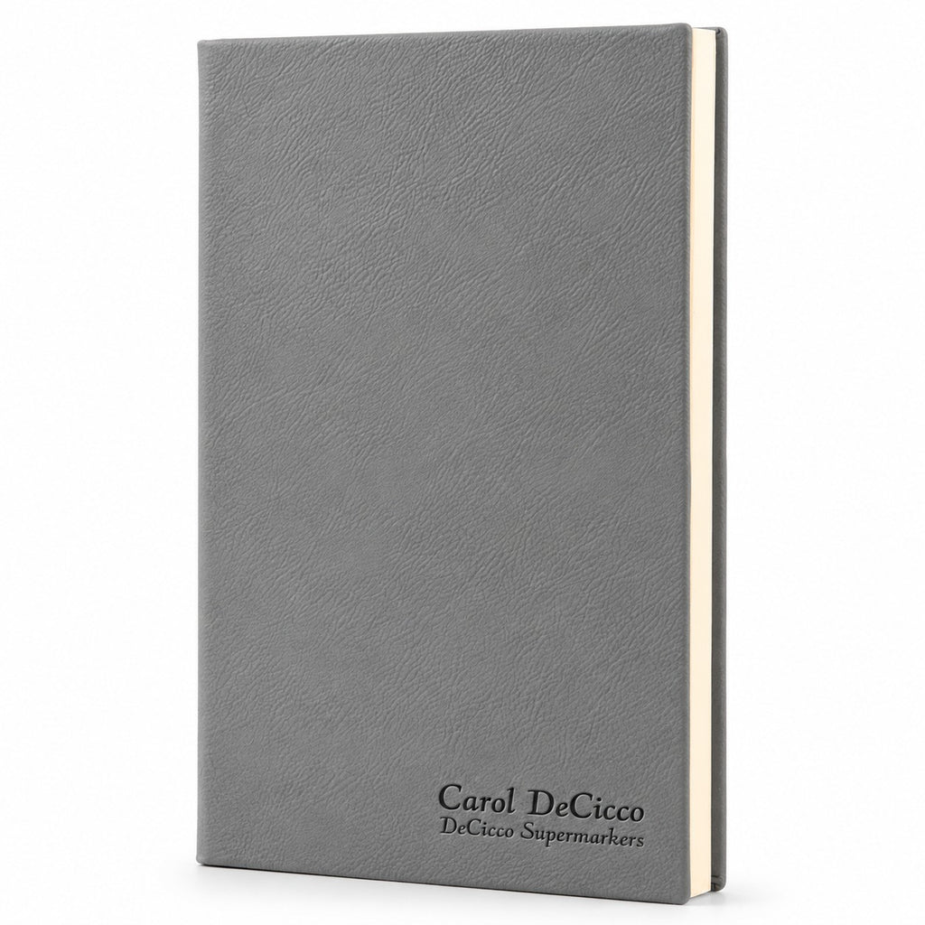 Personalized Gray Journal with Black Satin Bookmark
