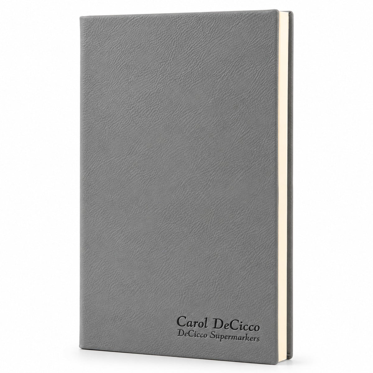 Personalized Gray Journal with Black Satin Bookmark