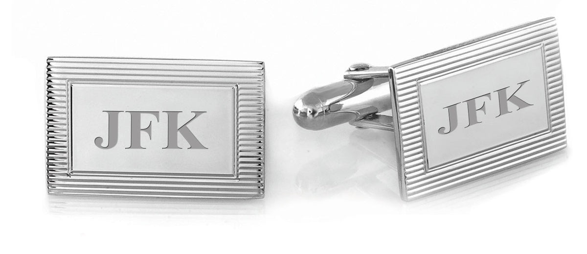 Sterling Silver Frame Collection Engravable Cufflinks