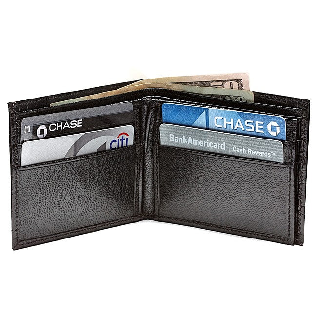 Men's Bifold Crocodile Print Italian Leather Wallet