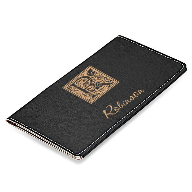 Initial Monogram Black Checkbook Cover