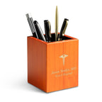 Saddle Finish Wood Doctor Theme Personalized Pen and Pencil Cup
