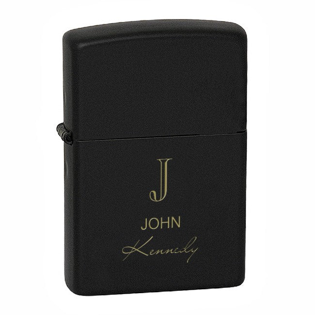Full Name Monogram Black Matte Zippo Lighter