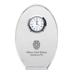 Police Officer Personalized Oval Crystal Desk Clock